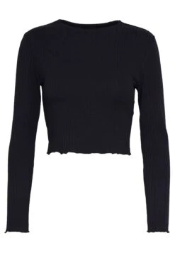 Cropped Long Sleeve With Lettuce - Topper Langermet - Black 10 Cropped Long Sleeve With Lettuce - Topper Langermet - Black -Even&Odd 06466134da92417abaa21cc41a32fc50