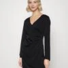 Even&Odd Woven Drape Mini Dress- Cocktailkjole - Black