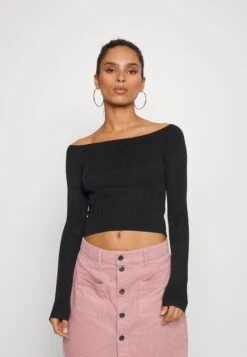 Offshoulder Basic- Strikkegenser - Black