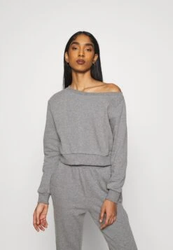 Even&Odd Off Shoulder&Jogger Set - Sweatshirt - Mottled Grey