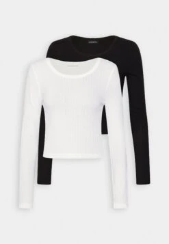 Even&Odd 2 Pack - Topper Langermet - Black/White -Even&Odd 3b95445b0fe148b5bb96a360d2eca3a6