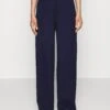 Petite Tailored Wide Leg Trouser - Bukse - Dark Blue