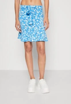 Even&Odd Mini Skirt With Volant - A-Line Skjørt - Light Blue/White