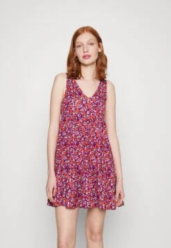 Even&Odd 17 Even&Odd Sleeveless V Neck Volant Hem Flared Mini Dress (Eo-Ss23-C135-Sj) / Black - 802_Pink - 402_Orange - 205 - Kjole - Black - 802_Pink - 402_Orange - 205