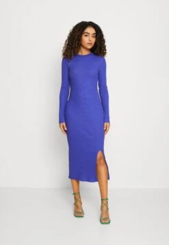 Even&Odd 11 Even&Odd Circ Long Sleeves Midi High Slit Dress - Strikket Kjole - Blue
