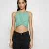 Even&Odd Wrinkle Halter- Topper - Dark Green
