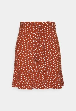 Even&Odd Mini Skirt With Volant - A-Line Skjørt - Brown/White -Even&Odd eccf33f5c38649bf89100d9c33a2164b